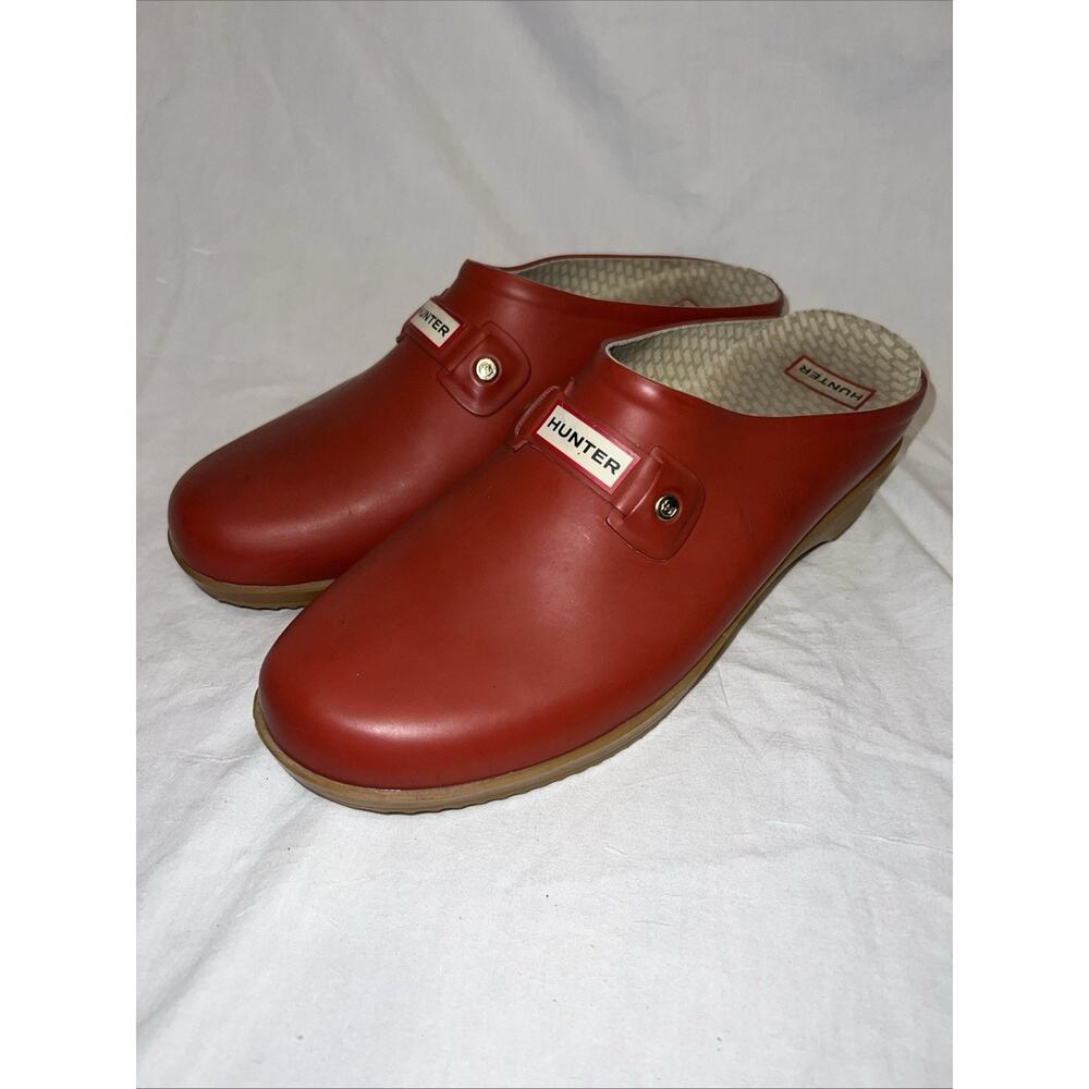 Hunter Red Rubber Clogs Women’s US 10 Slip On Garden Shoes